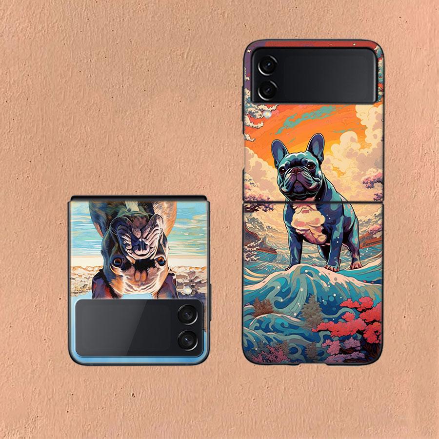 French Bulldog Dog Pug Coque For Samsung Z Flip7 6 Galaxy Case Shockproof Z Flip5 Z Flip3 4 5G Hard Cover Phone TPU PC Hard Fun