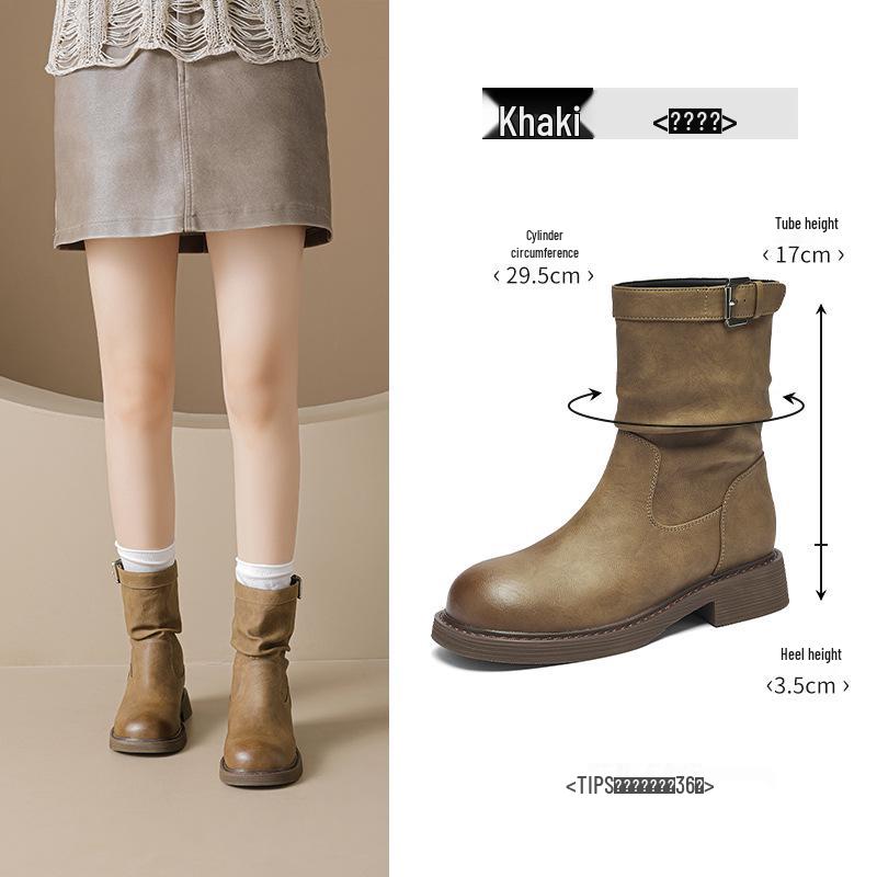 

Augusdon Women s Brown Vintage Thick-Soled Martin Ankle Boots, 2025 Autumn Collection. 38 хаки