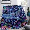 Colorful Line Marine OrganismsPrint Flannel Blanket,High Quality Comfortable for All Seasons,Home Decor,Warmth and Comfort,Perfect for Christmas Gifts