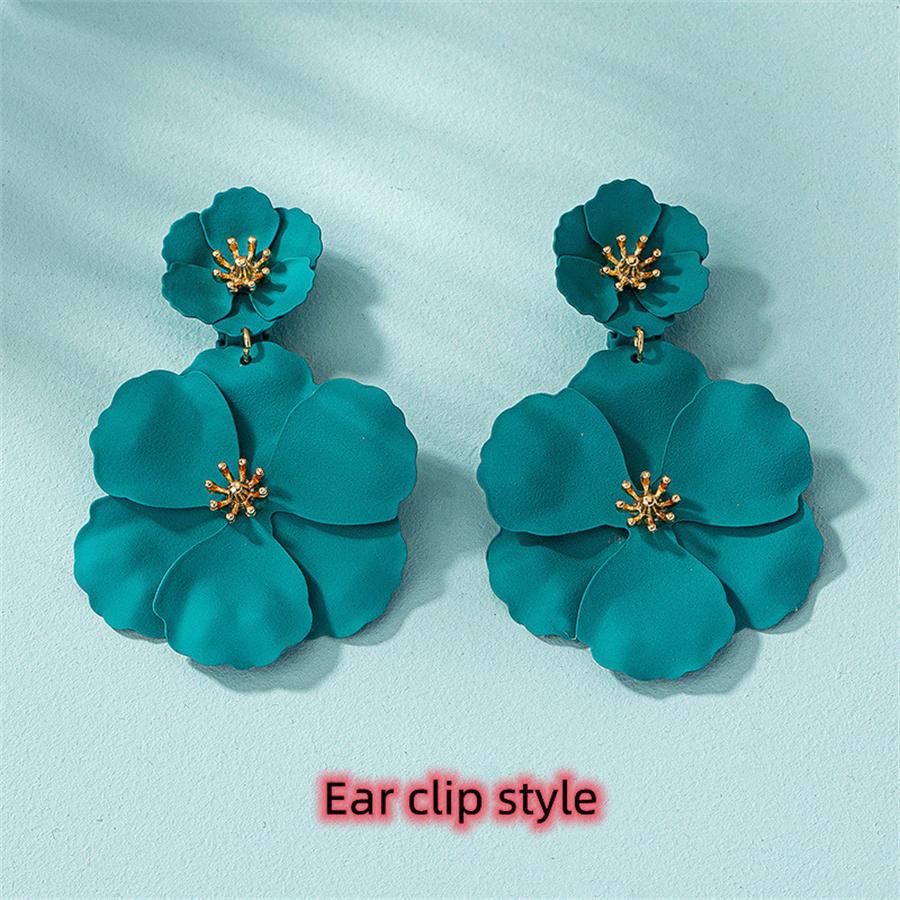 

Богемные крупные серьги-капли с цветами для женщин, свадебные, трендовые, длинные, двухслойные, с эмалью, с цветочным кристаллом, серьги-гвоздики, клипсы для ушей, корейские