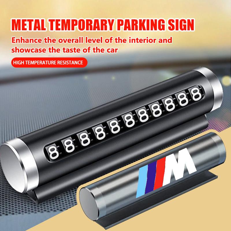 BLQ1 Car Phone Number Plate Temporary Parking Stickers Rotate Park Stop For BMW M 1 3 4 5 6 7 Series X1 X3 X4 X5 G20 G38 F48 E36 E39