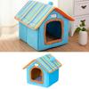 Winter Pet Bed House with Removable Pad Washable Cute Comfortable Warm Pet Bed House for Dogs and Cats Blue