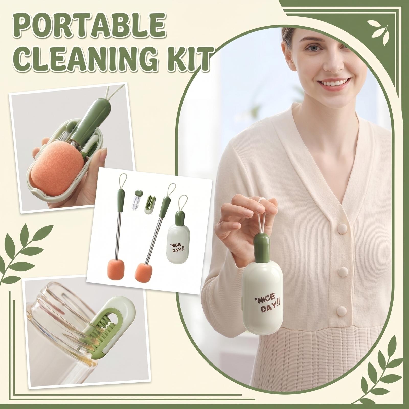 

Extendable Long Handle Cup Brush Set with Storage Box one size зелёный