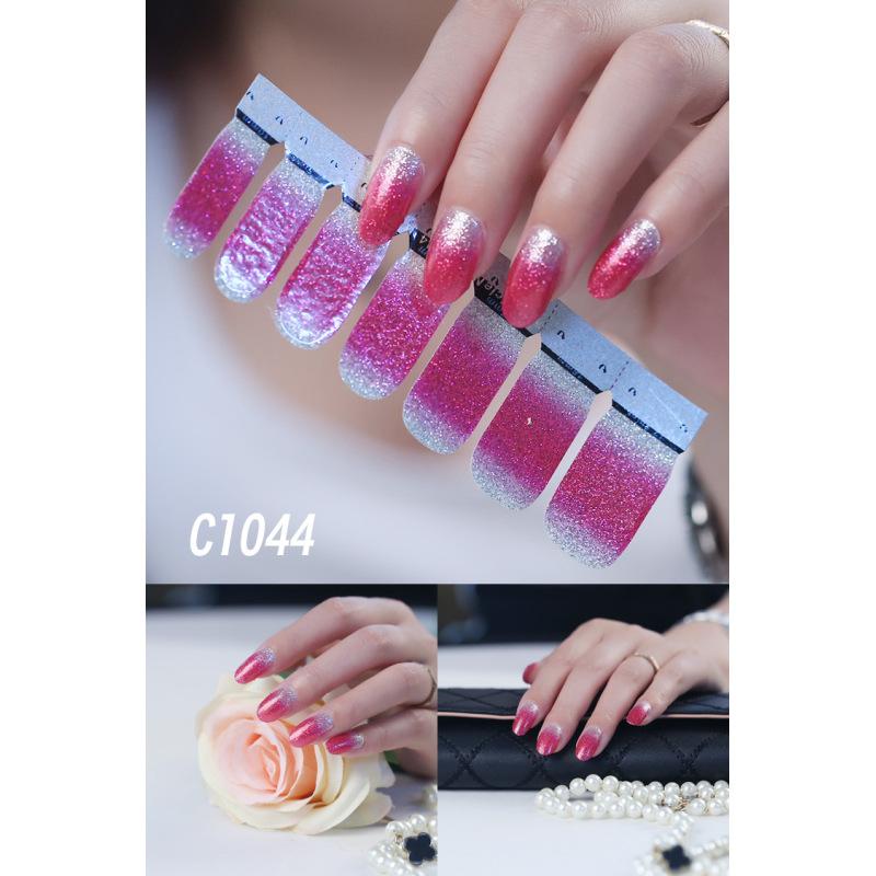 14 Stickers Of Glitter Solid Color Nail Polish Stickers Full Gradient Nail Stickers