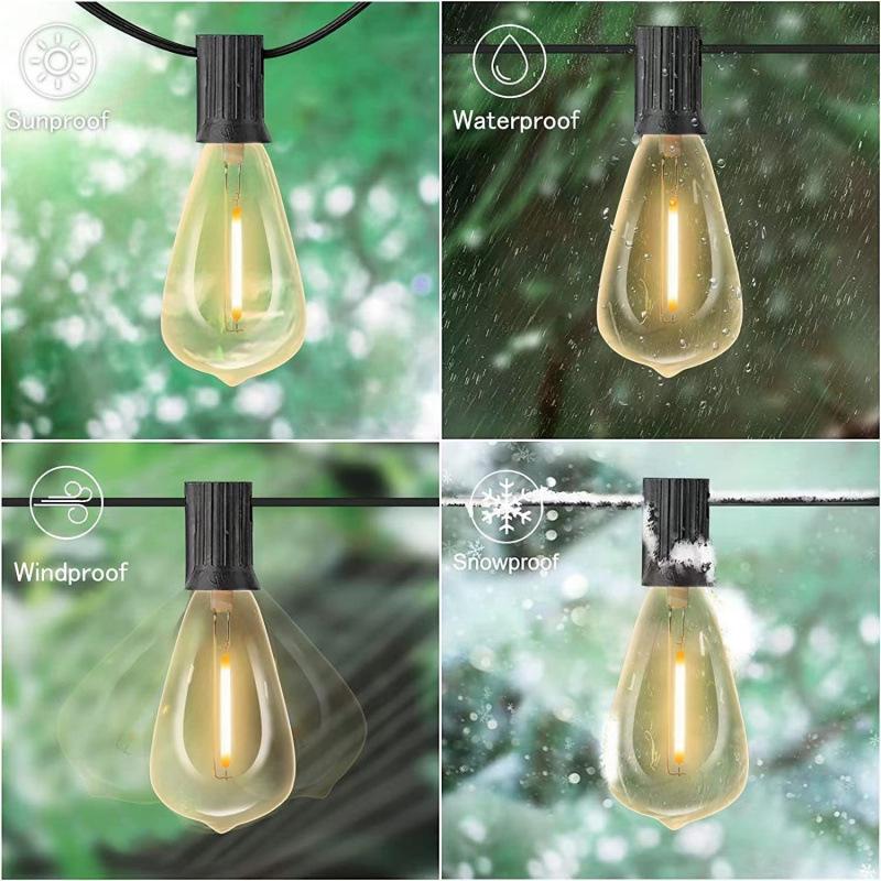 Solar LED Retro ST38 G40 Outdoor Waterproof String Lights for Camping and Courtyard Atmosphere