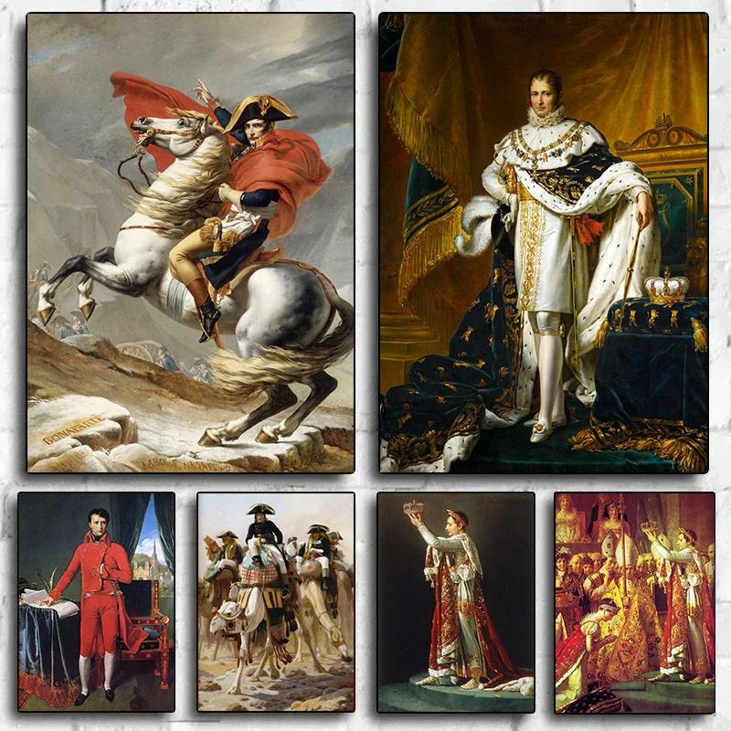 Napoleon Bonaparte Portrait Crossing The Alps Coronation of Napoleon I Canvas Poster Print for Living Room Home Decor