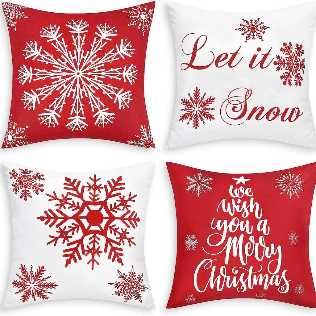 Christmas Pillowcase Nordic Striped Santa Letter Printed Cushion Cover Home Car Sofa Waist Pillowcase