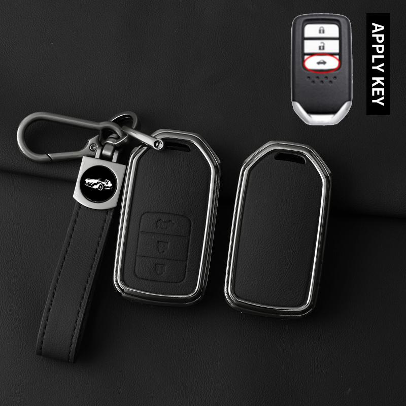 Metal Leather Car Key Case Cover For Honda Accord CRV CR-V URV UR-V Vezel City Civic Jazz BRV BR-V HRV HR-V Keychain Accessories