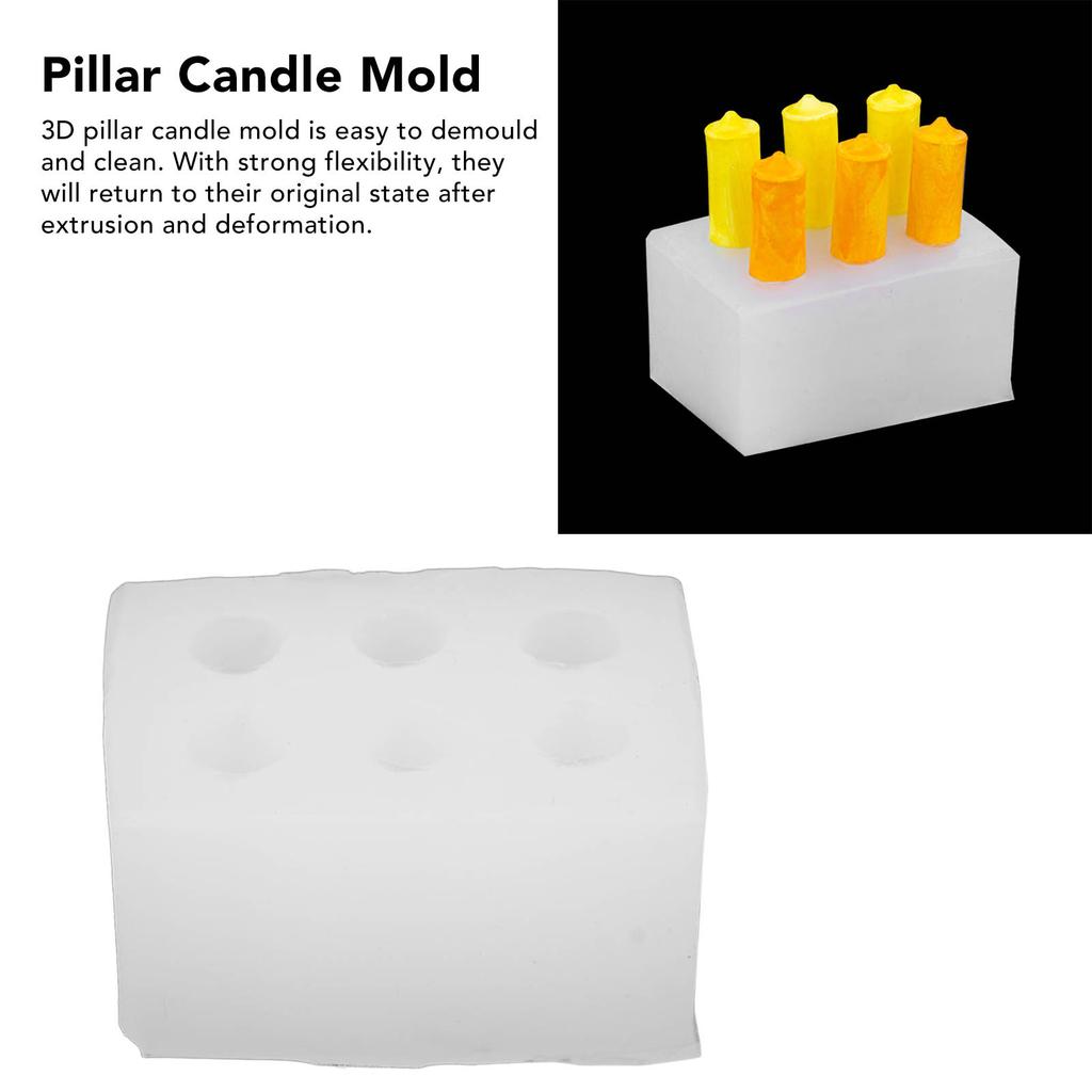 3D Pillar Candle Mold Mini DIY Reusable Washable Silicone Candle Mold for Home Salon