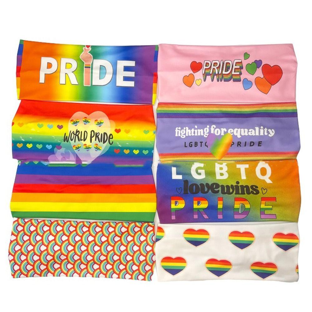 Parade Rainbow Headband Soft Sports Hairband Fashion Rainbow Elastic Headband  Women