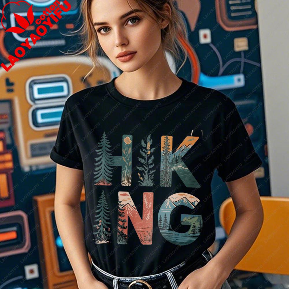 Hiking TShirt Creative Design Retro Nature Shirt Outdoorsy Hiker TShirt Camping Graphic Tee Trendy Hiking Women Casual Apparel