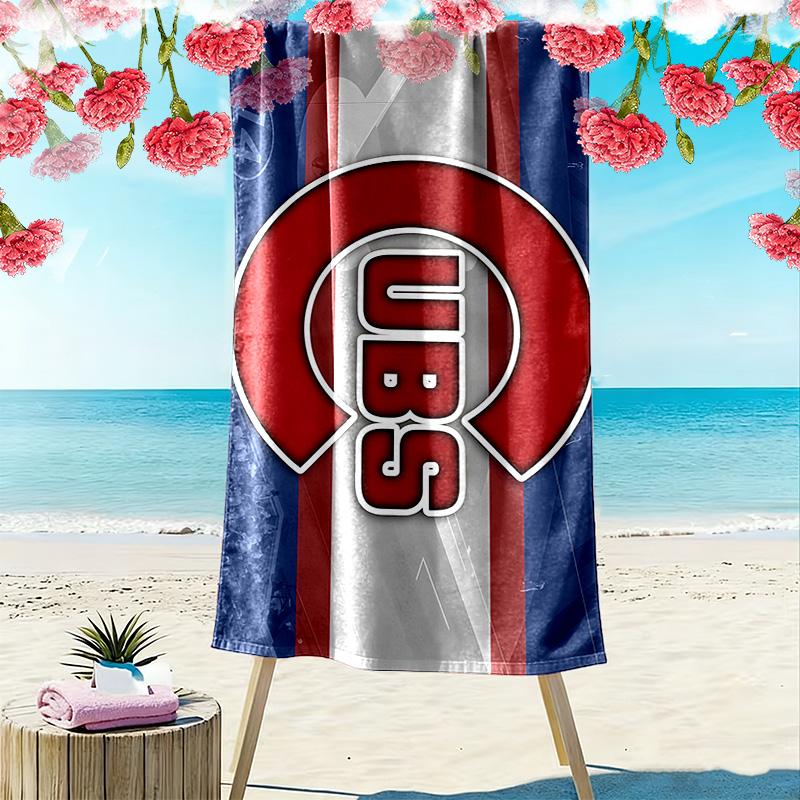 Toalha de Praia Estampa Chicago Cubs, Toalha Grande Macia de Secagem Rápida para Praia Camping Natação