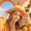 Creative Funny Fruit Cap Cute Orange Headgear Cartoon Bucket Hat  Role Playing