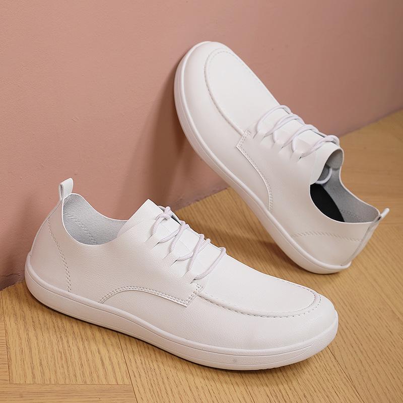 Men'S Shoes Summer Large Size Wide Head Barefoot Shoes Low Top Board Shoes Student Casual Shoes Flat Lace-Up Single Shoes
