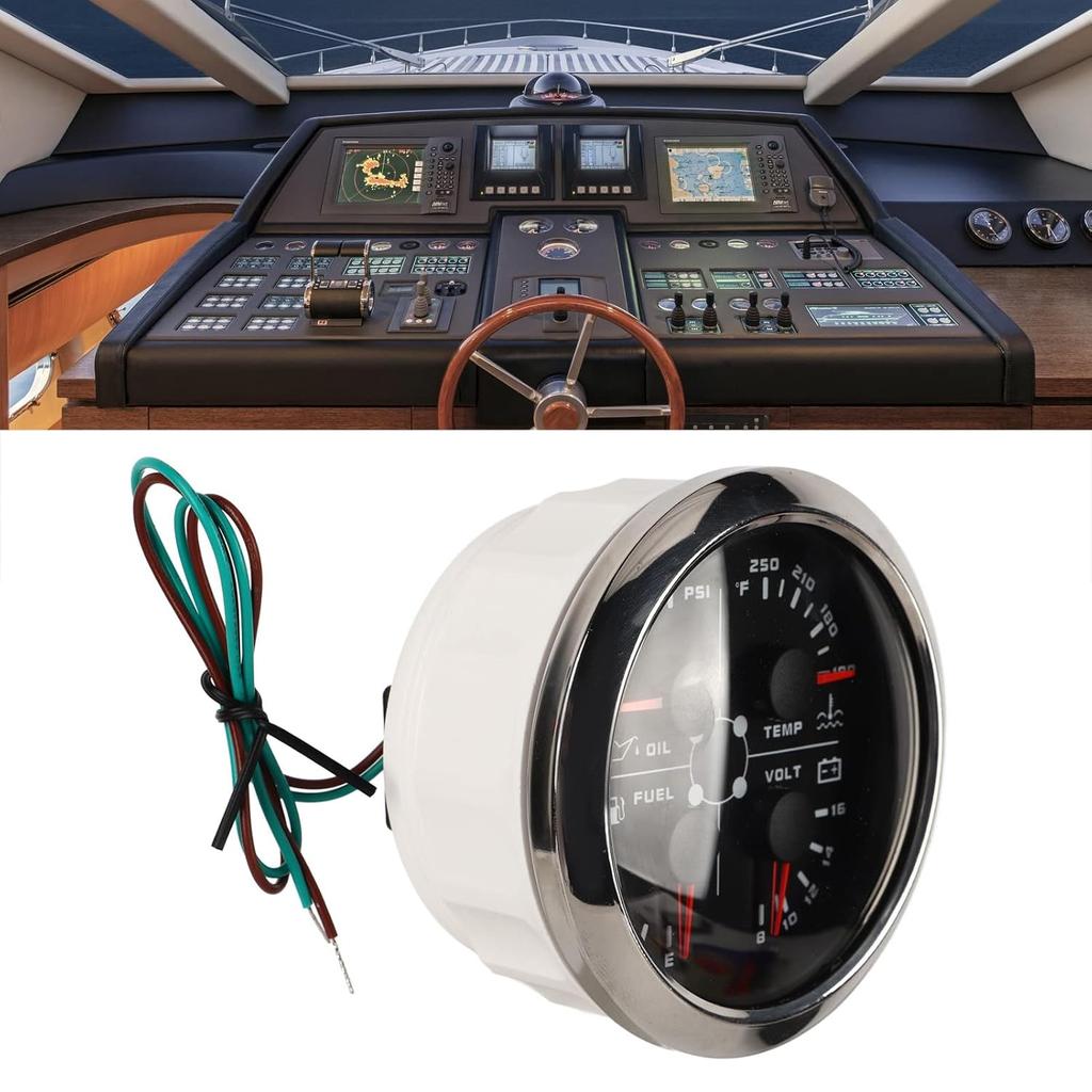 Fuel Gauge, Rpm Gauge, Stainless Steel 85mm 4 in1 Universal Guage Fuel Level Oil Pressure Water Temp Meter Tachometer Gauge Fuel Pressure Gauge for