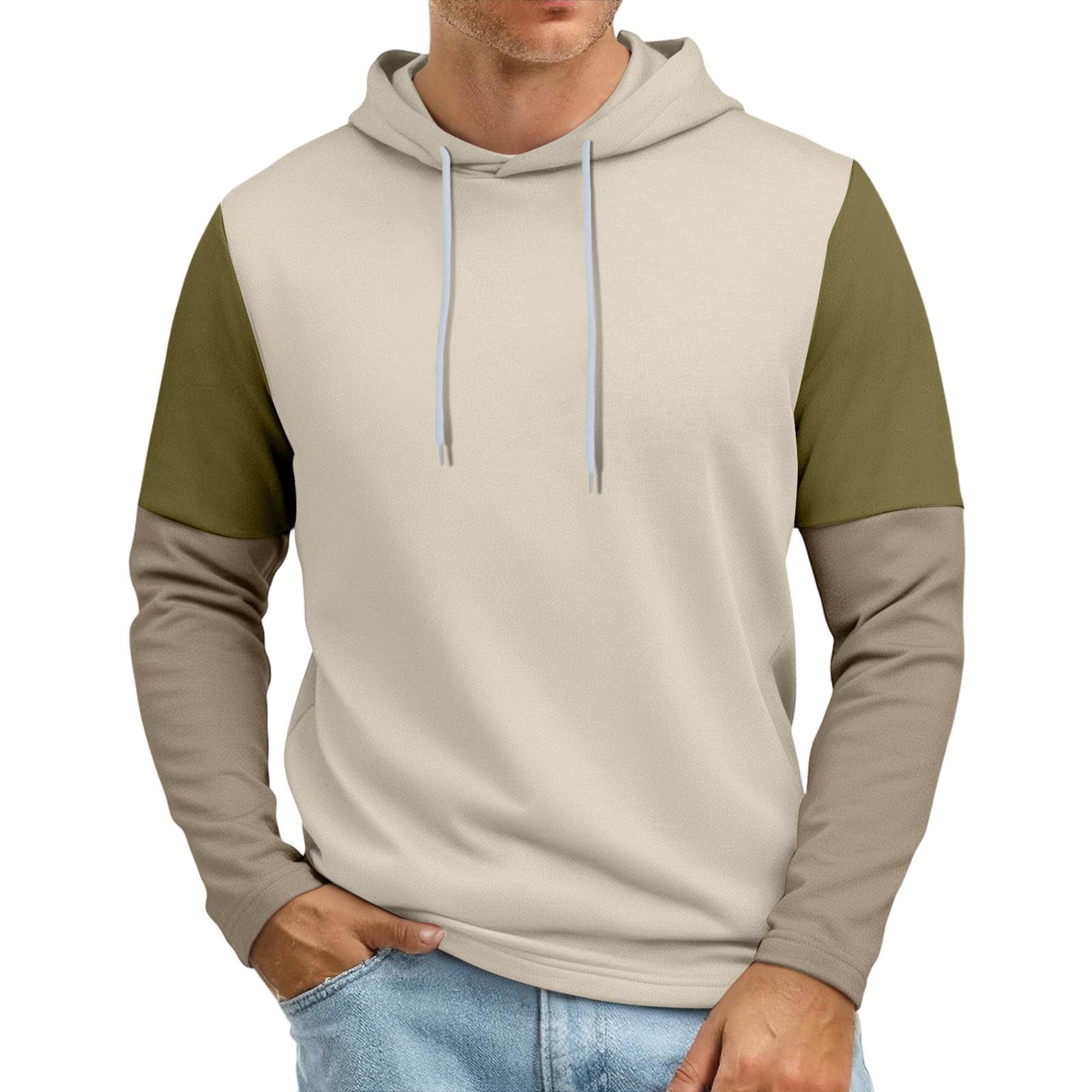 Men s Patchwork Sleeve Hooded Sweatshirt Light Casual Hooded Sweatshirt L 1779₽
