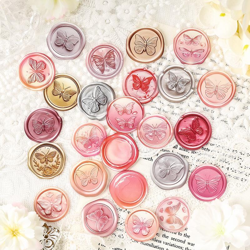 25Pcs Wax Seal Collection Theme Stickers Vintage Sealing Pattern Decor Stickers For DIY Scrapbook Journal Album Craft Supplies
