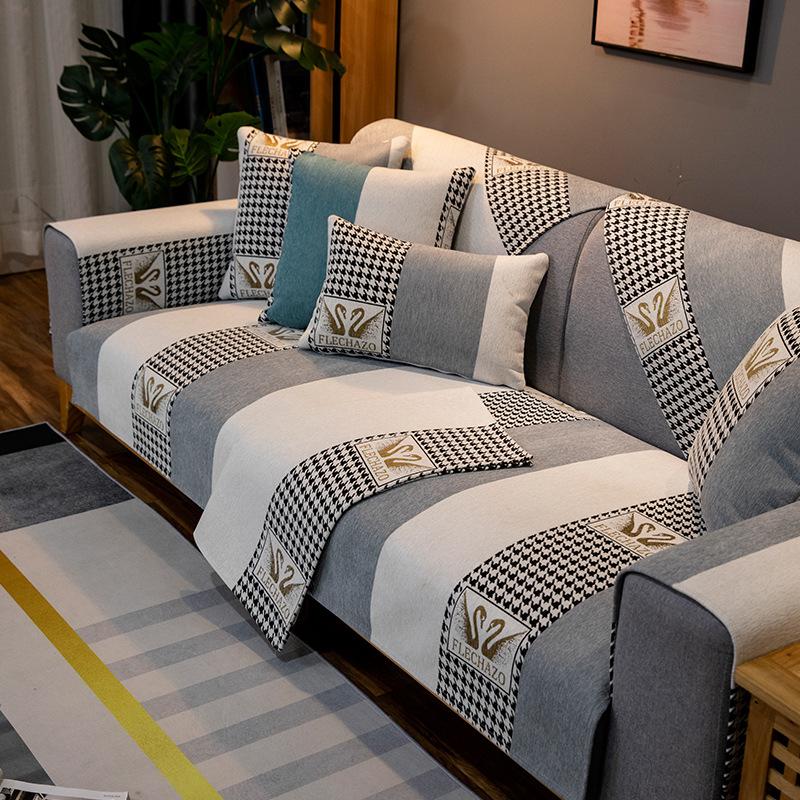 

Высококачественный чехол для дивана из синели, универсальный чехол для гостиной с принтом, декоративная комбинированная подушка для дивана, противоскользящий пылезащитный чехол 70x70