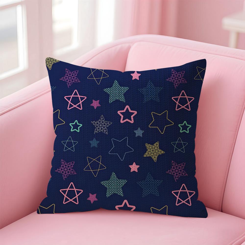 Stars Fashion Cushion Cover Natural Linen Pillow Case DoubleSided Print Decorative Sofa Pillowcase Home Decor Gift