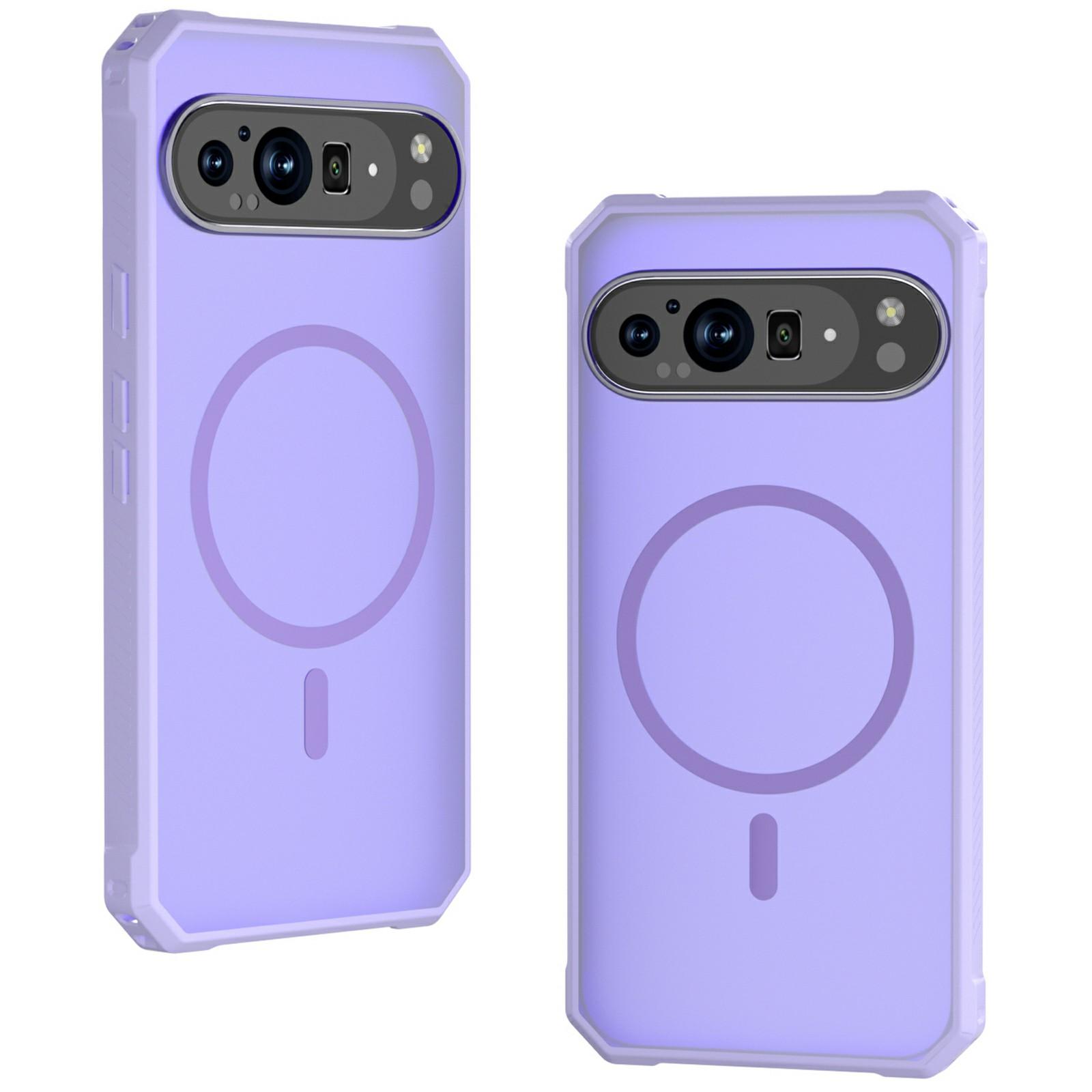 

For Google Pixel 9/9 Pro Case Compatible with MagSafe Protective TPU+PC Hybrid Phone Cover Light Purple