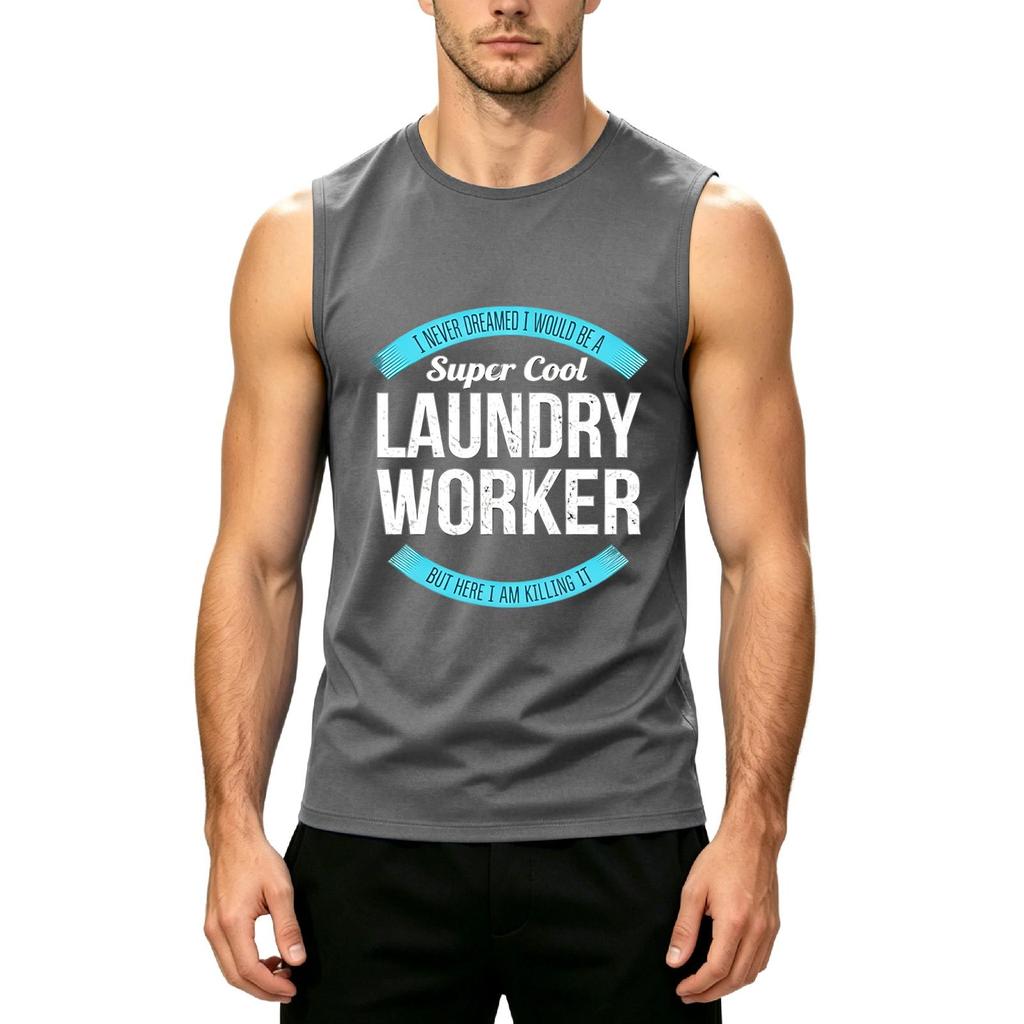 Men's Sleeveless Casual Tank Top Muscle Shirt Printed Workwear Summer Lightweight Workout Gym Tee