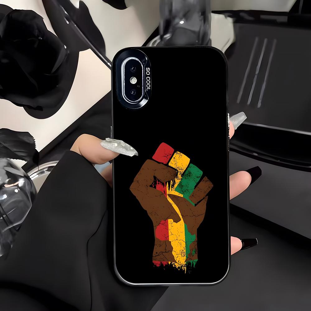

UNIA Pan-African Black Liberation Phone Case For IPhone 17 Air 16 E 15 14 Plus 13 12 11 Pro Max Colored Silver Cover iPhone 15 Plus