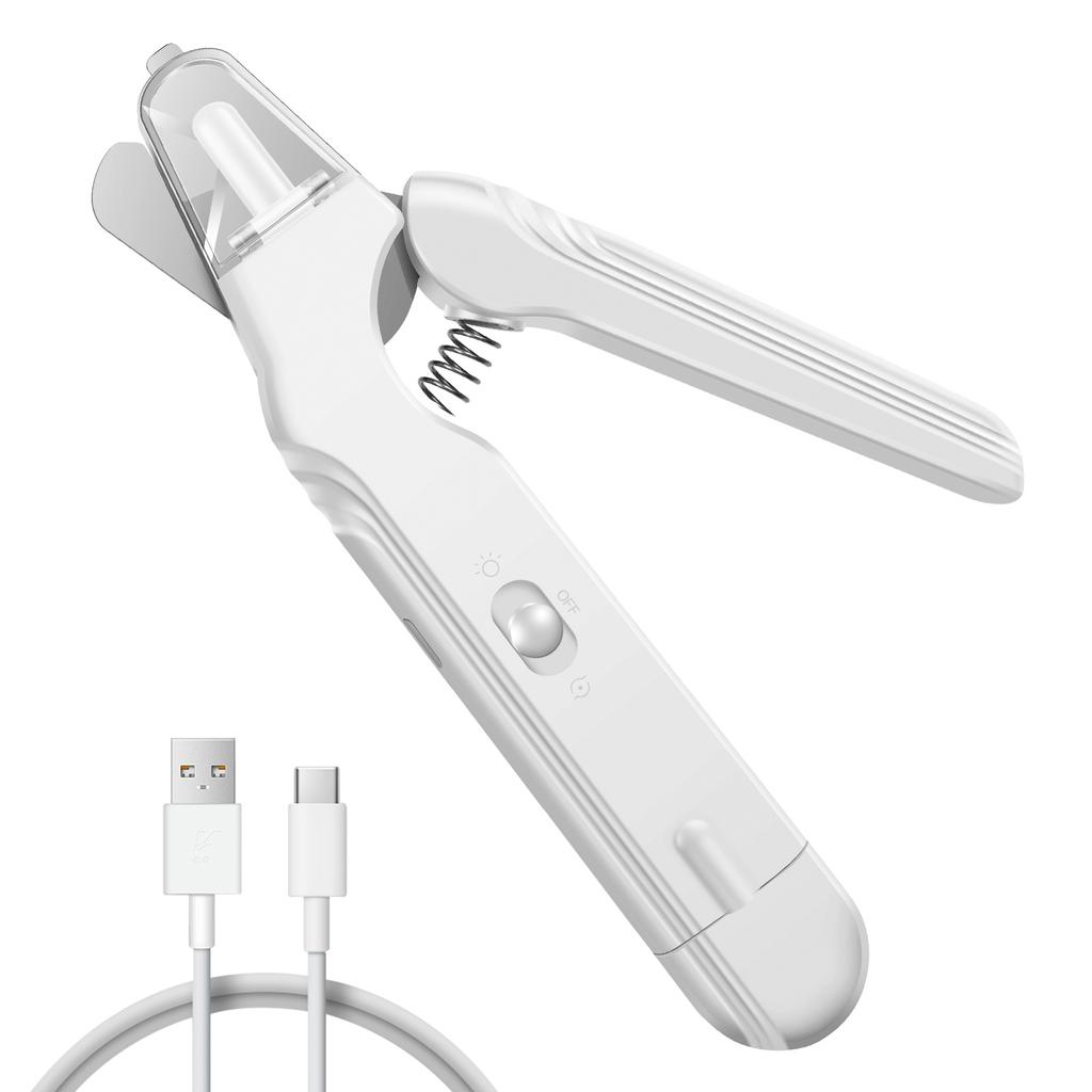 2 In 1 Pet Nail Grinder and Clipper Cat Dog Grooming Tool with LED Lights and Splash Guard USB Rechargeable Cat Dog Nail Trimmer