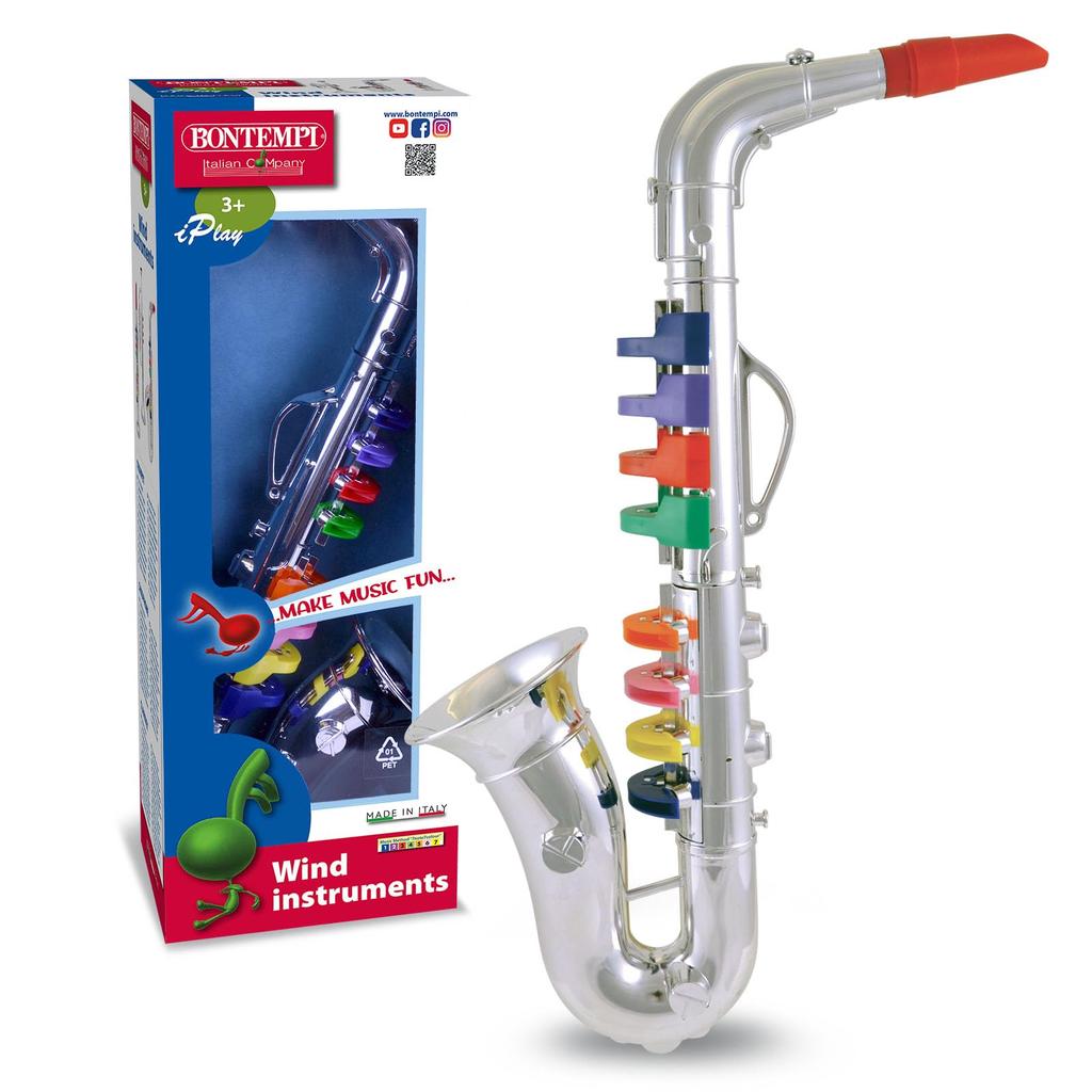 BONTEMPI Alto 8 für Mädchen und Alter und Perfekt für Vorschule und Grundschuleintritt Geburtstags- und Weihnachtsgeschenke Saxophon, Silber, Tasten,