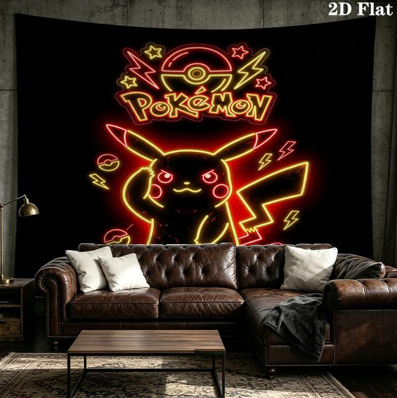Pokemon Wall Tapestry Aesthetic Wall Hanging Printed Fabric Blanket Decorative Tapestries For Bedroom Living Room Home Decor