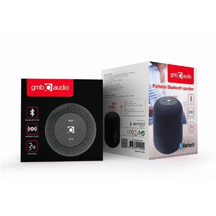 Gembird SPK-BT-15-BK Portable Bluetooth Speaker, Wireless, 5W, 1200mAh, Black | Gembird