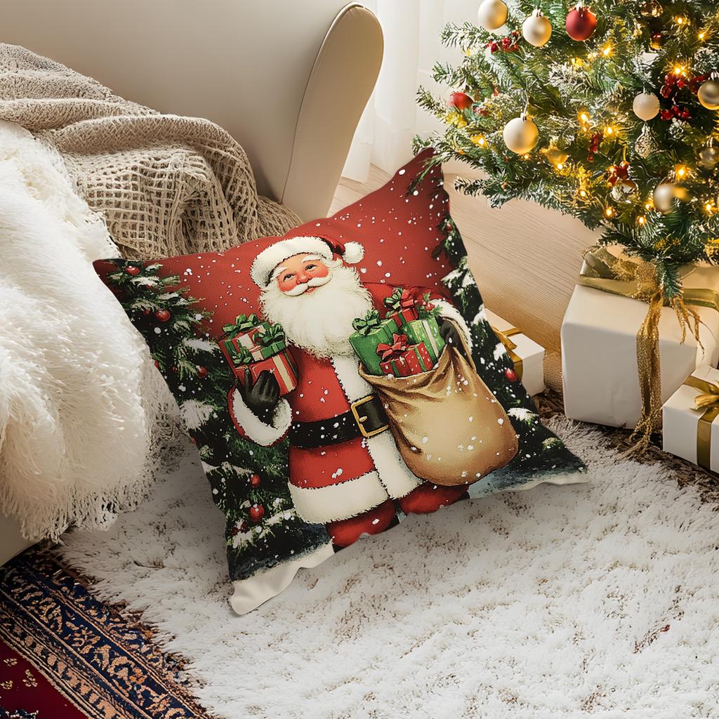 Santa Claus Cushions Pillowcase Polyester Cushion Cover Throw Pillow Sofa Decoration Pillowcover Home Car Sofa Decor