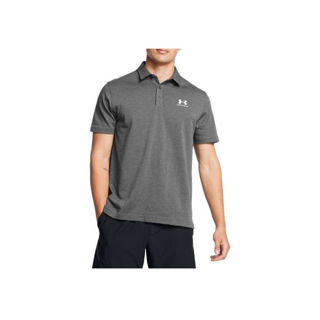 Under Armour Icon Logo Print Outdoor Casual Sports Short Sleeve Polo Shirt Men Polo Shirts Rhino-Gray 1386608-025