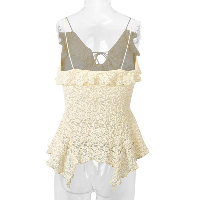 2026 Spring/Summer New Women's Sweet Style Irregular Lace-Up Camisole Top