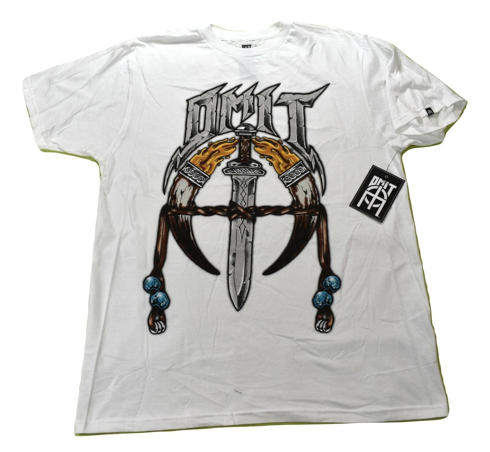 Omit Streetwear Mens Norse Sword Dagger Logo White Tee Shirt NWT Large S