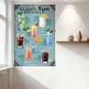 Classic Rum Cocktails Metal Tin Sign Vintage Bar Pub Wall Decor with 7 Cocktail Illustrations, Home Kitchen Art for Man Cave Res