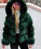Europe and The United States Hot Sale Fur Coat with Hood Splicing Coat Imitation Fox Fur Fur Faux Fur