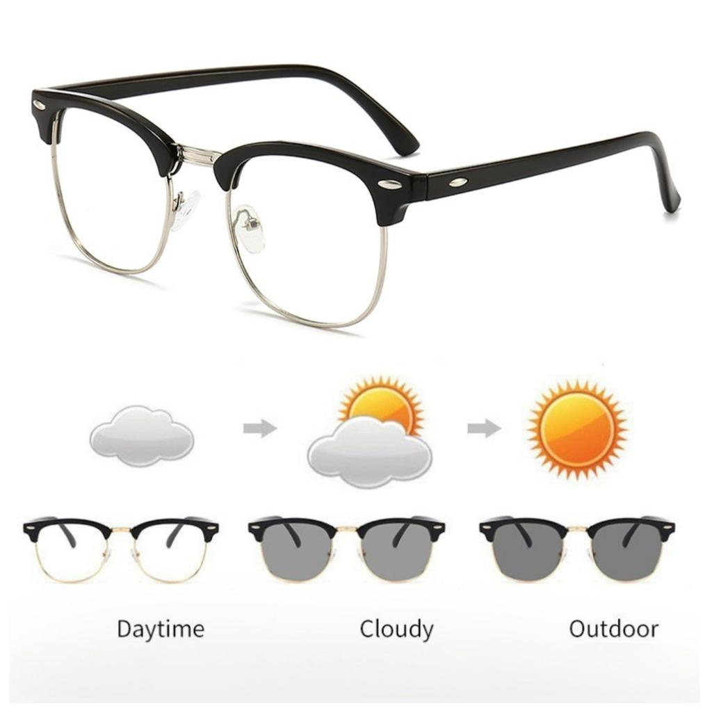 Pochromic Glasses Anti Radiation Metal Anti Blue Light Eyeglass for Women Men Replaceable Lens Glasses