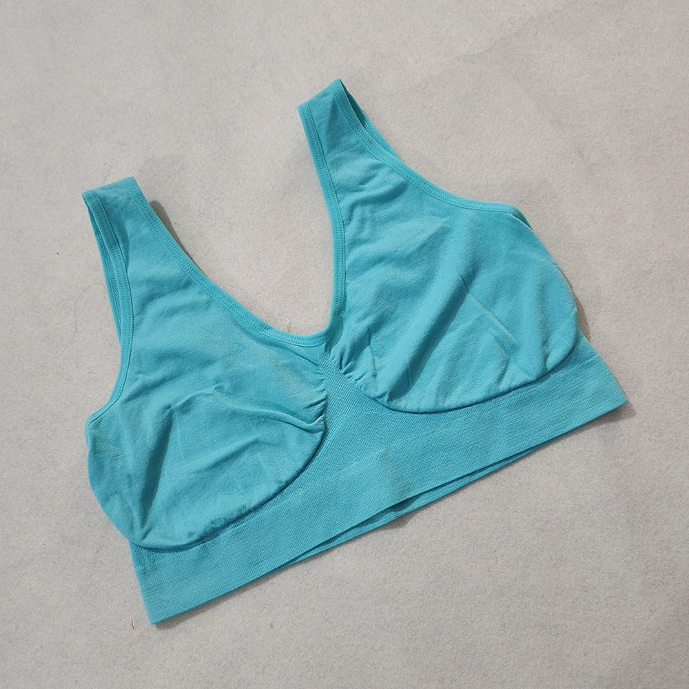 

fashion Women Sports Bra Without pad Sleep Brassiere Underwear sleep yoga sports bra vest Plus Size Top no sponge insert pad Bralette XXXL небо синє кольору