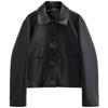 Fashion Style 2024 Autumn New Arrival Women's Elegant Black Leather Lapel Short Leather Jacket 04703813800