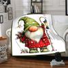 1Pc Holiday Gnomes Celebration Blanket Soft Throw Blanket For Home Bedroom Bed Sofa Travel Office Solid Christmas Blanket