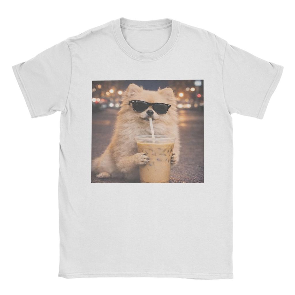 Unisex Unisex T-Shirt Lustiger Patriotischer Zwergspitz Hund Trinkt Bier Amerikanische Reine Baumwolle T-Shirts Rundhals Kleidung Große Größen