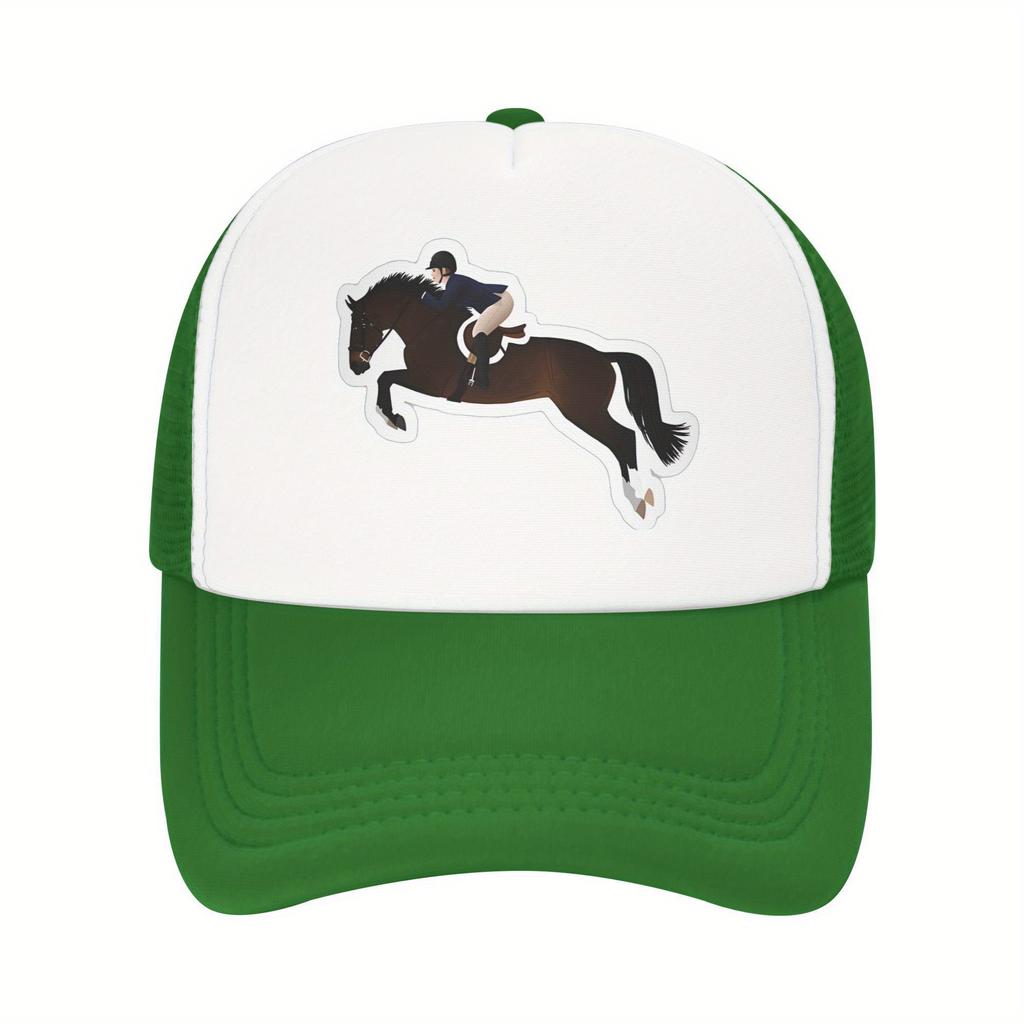 Equestrian Horse Jumping Hunter Jumper Sport Trucker Hat Breathable Mesh Baseball Cap Adjustable Outdoor Gift