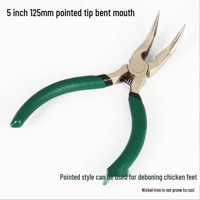 6" & 8" Bent Nose Pliers: Toothed Jaw for Nail Pulling & Object Retrieval, Crucible-Ready with Pointed Head.