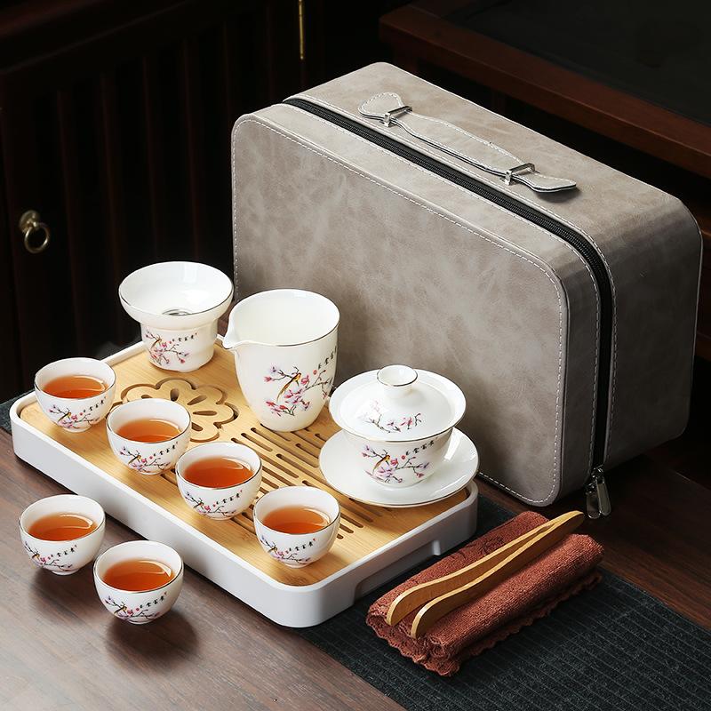 Business Bank Company Corporate Festival High-end Gift Set Suet Jade Porcelain Travel Tea Set