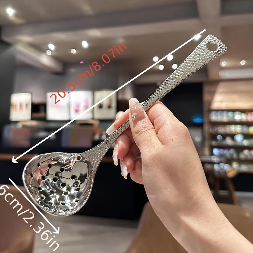 Leak-Proof Stainless Steel Soup Ladle with Fish Scale Handle - Long, Durable Kitchen & Dining Spoon for Home and Restaurant Use