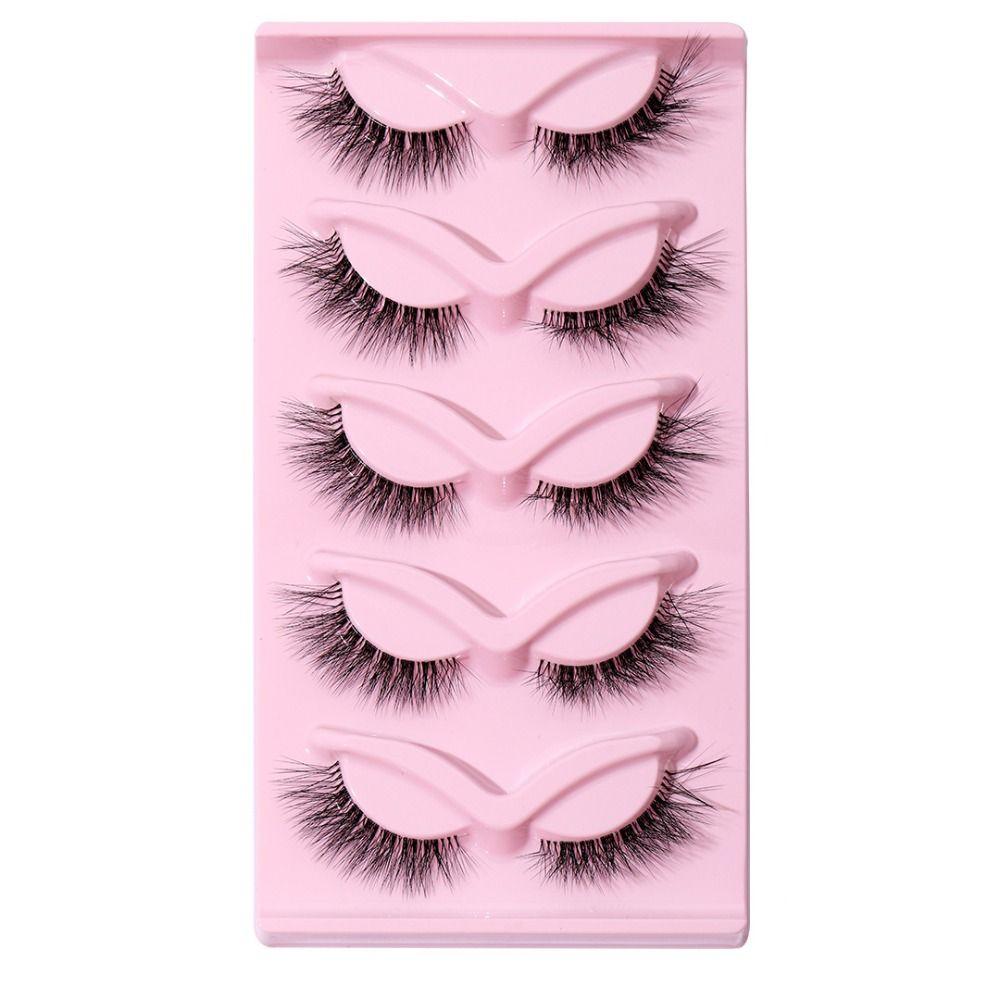 5 párů očního ocasu prodlužující falešné řasy pro kočičí oko 3D nástroje pro make-up umělých norkových řas