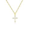 Square Sugar Zircon Cross Pendant Necklace - Simple, Fashionable, Daily Wear Collar Chain