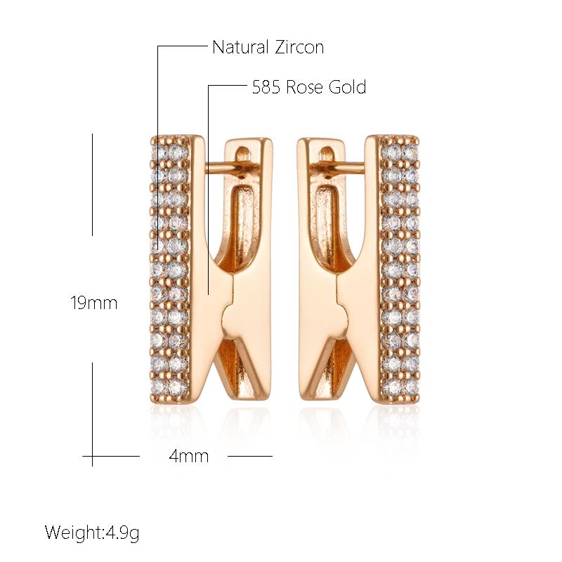 Unique Design Square Big Dangle Earrings For Women Micro-Wax Inlay Natural Zircon  Rose Gold Color Daily Fine Jewelry