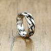 Man Vintage Oxidized Stainless Steel Rings Links Shaped Finger Band, Punk Rock Alliance Father Boyfriend Valentine's Day Gift