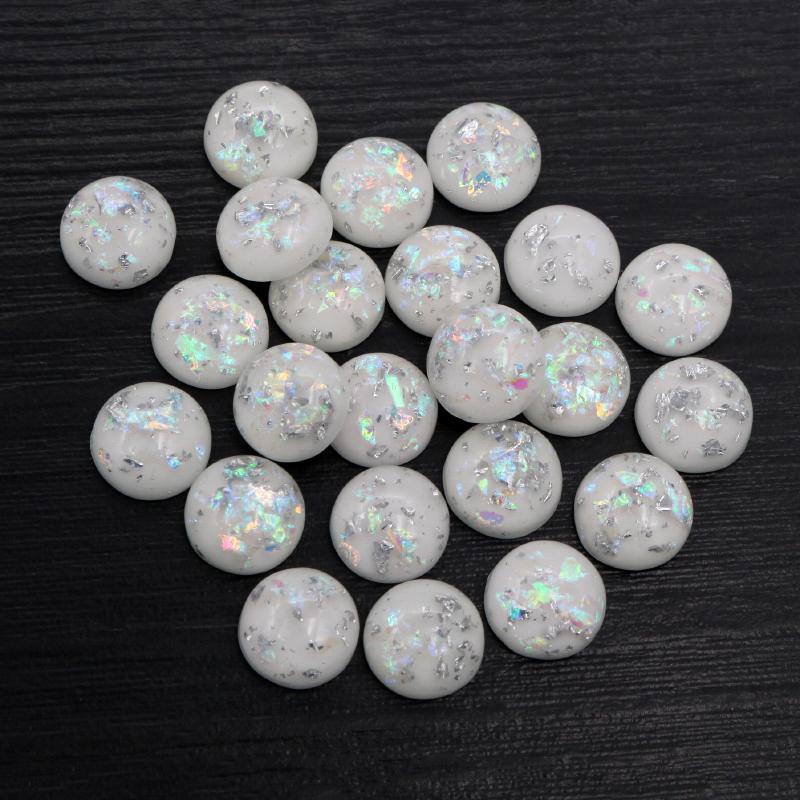 40 Stück 8mm 10mm 12mm Runde Eingebettete Metallfolie Flache Rückseite Harz Cabochons Kuppel DIY Ohrringe Schmuckherstellung Zubehör Fundstücke
